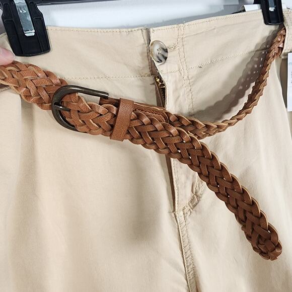 Mauricess Womens Tapered High Rise Belted Chino Ankle Pant Size 2X Khaki Beige - Picture 4 of 13